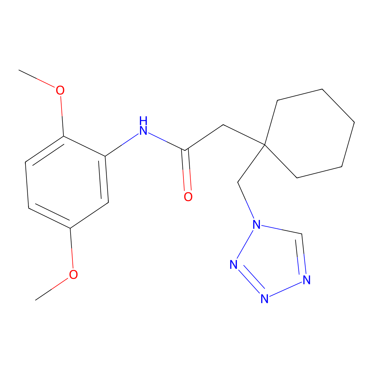 N-(2,5-dimethoxyphenyl)-2-[1-(1H-tetrazol-1-ylmethyl)cyclohexyl]acetamide molecular structure, CAS 1224164-90-2