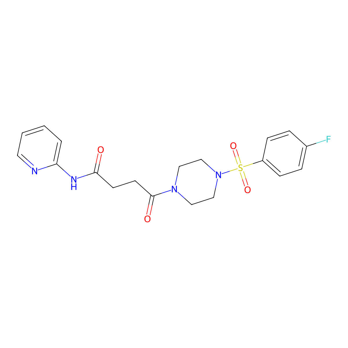 4-{4-[(4-fluorophenyl)sulfonyl]piperazin-1-yl}-4-oxo-N-(pyridin-2-yl)butanamide molecular structure, CAS 1224164-91-3
