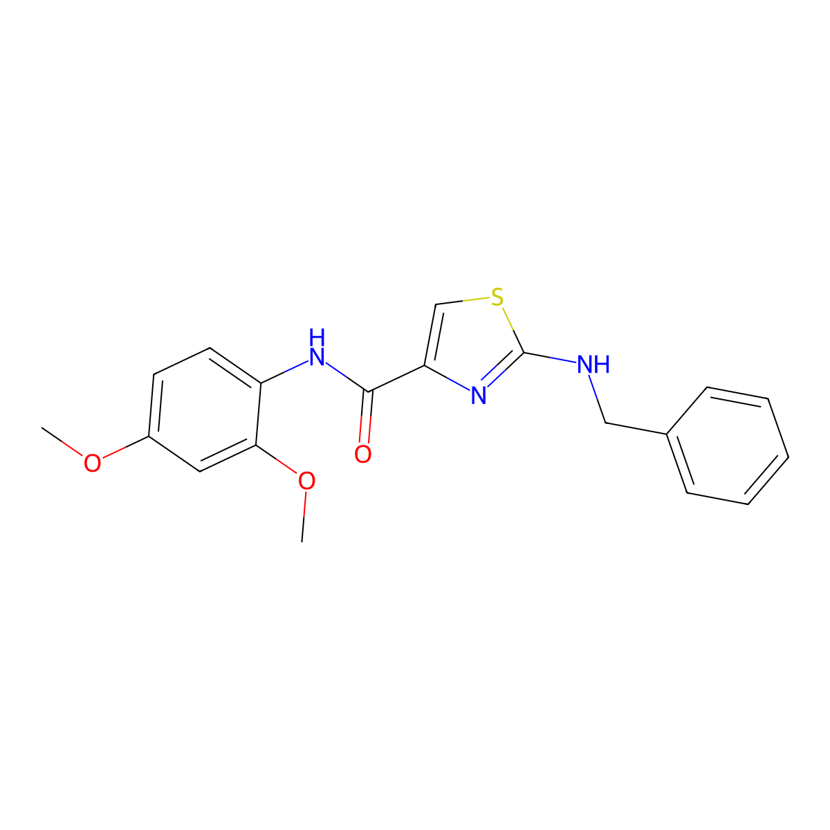 2-(benzylamino)-N-(2,4-dimethoxyphenyl)-1,3-thiazole-4-carboxamide molecular structure, CAS 1224164-92-4