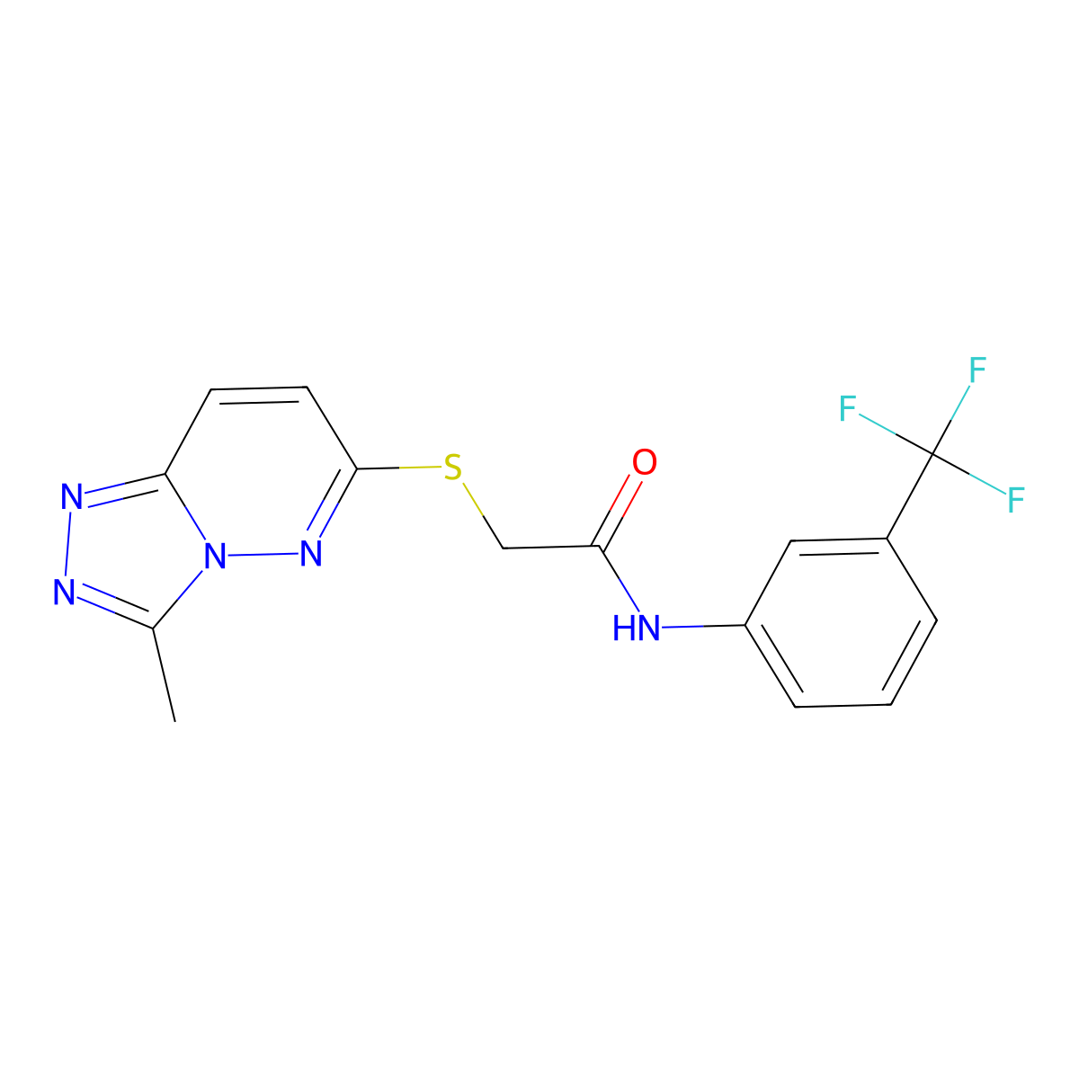 2-[(3-methyl[1,2,4]triazolo[4,3-b]pyridazin-6-yl)sulfanyl]-N-[3-(trifluoromethyl)phenyl]acetamide molecular structure, CAS 1224164-96-8