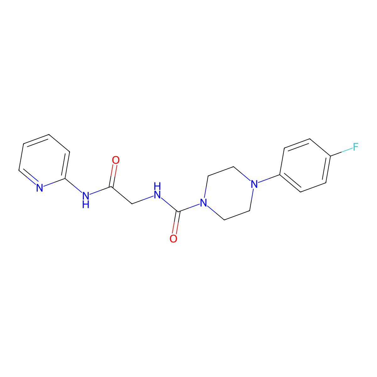 4-(4-fluorophenyl)-N-(2-oxo-2-(pyridin-2-ylamino)ethyl)piperazine-1-carboxamide molecular structure, CAS 1224165-25-6
