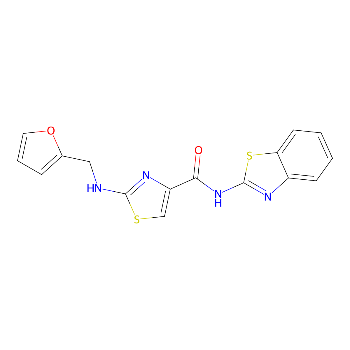 N-(1,3-benzothiazol-2-yl)-2-[(furan-2-ylmethyl)amino]-1,3-thiazole-4-carboxamide molecular structure, CAS 1224165-33-6