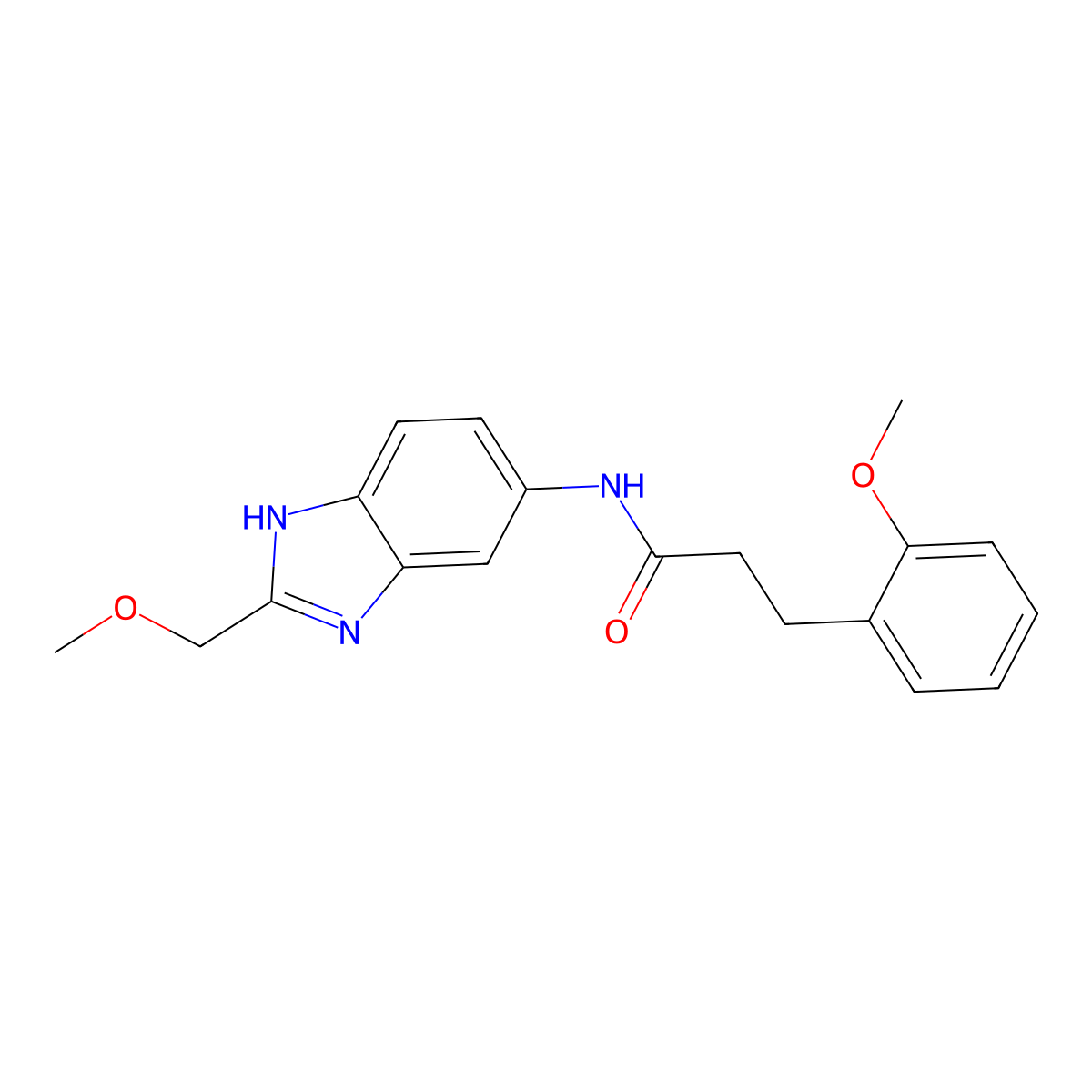 N-[2-(methoxymethyl)-1H-benzimidazol-5-yl]-3-(2-methoxyphenyl)propanamide molecular structure, CAS 1224165-39-2
