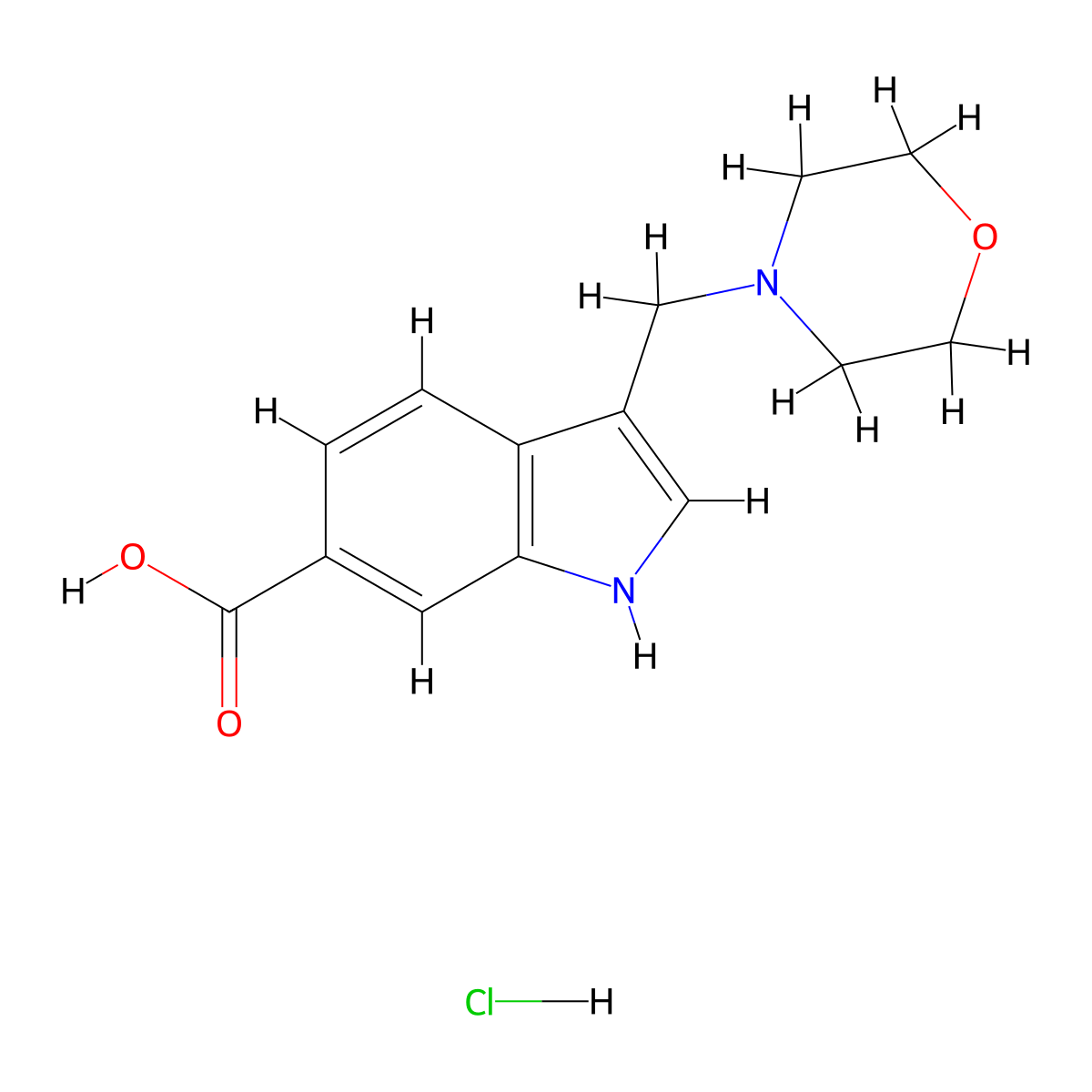 3-[(Morpholin-4-yl)methyl]-1H-indole-6-carboxylic acid hydrochloride molecular structure, CAS 1224165-59-6