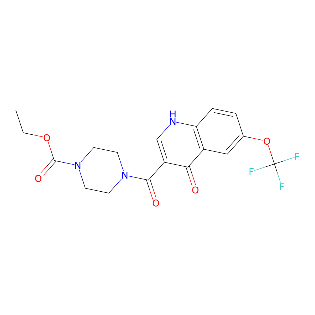 Ethyl 4-{[4-hydroxy-6-(trifluoromethoxy)quinolin-3-yl]carbonyl}piperazine-1-carboxylate molecular structure, CAS 1224165-78-9