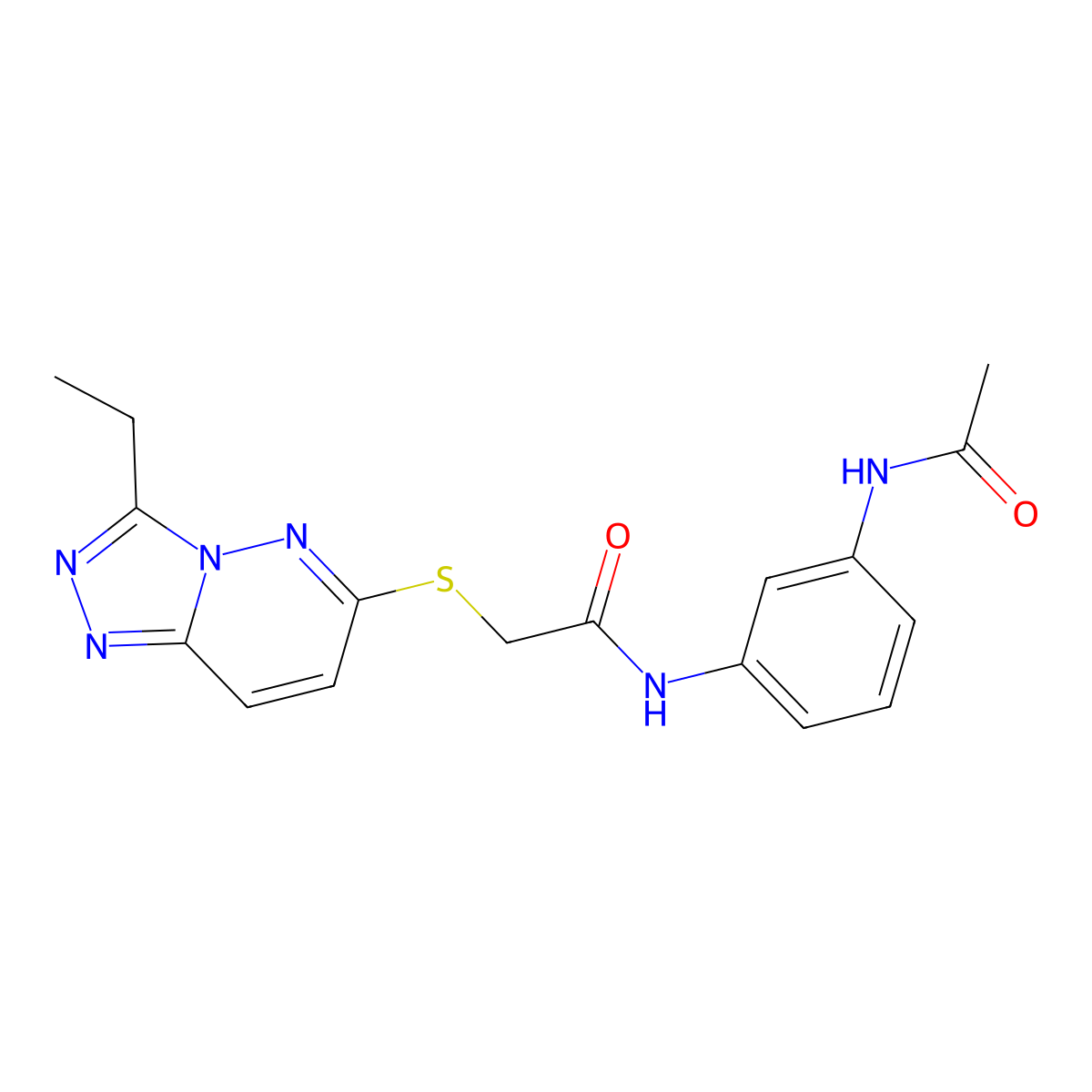 N-[3-(acetylamino)phenyl]-2-[(3-ethyl[1,2,4]triazolo[4,3-b]pyridazin-6-yl)sulfanyl]acetamide molecular structure, CAS 1224165-80-3