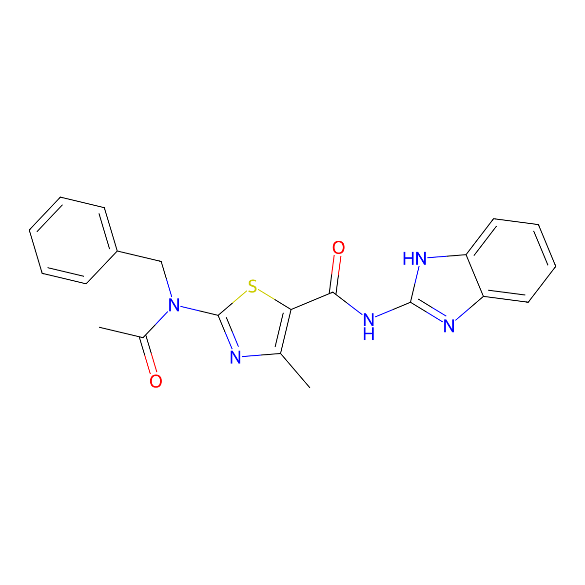 2-[acetyl(benzyl)amino]-N-(1,3-dihydro-2H-benzimidazol-2-ylidene)-4-methyl-1,3-thiazole-5-carboxamide molecular structure, CAS 1224165-96-1