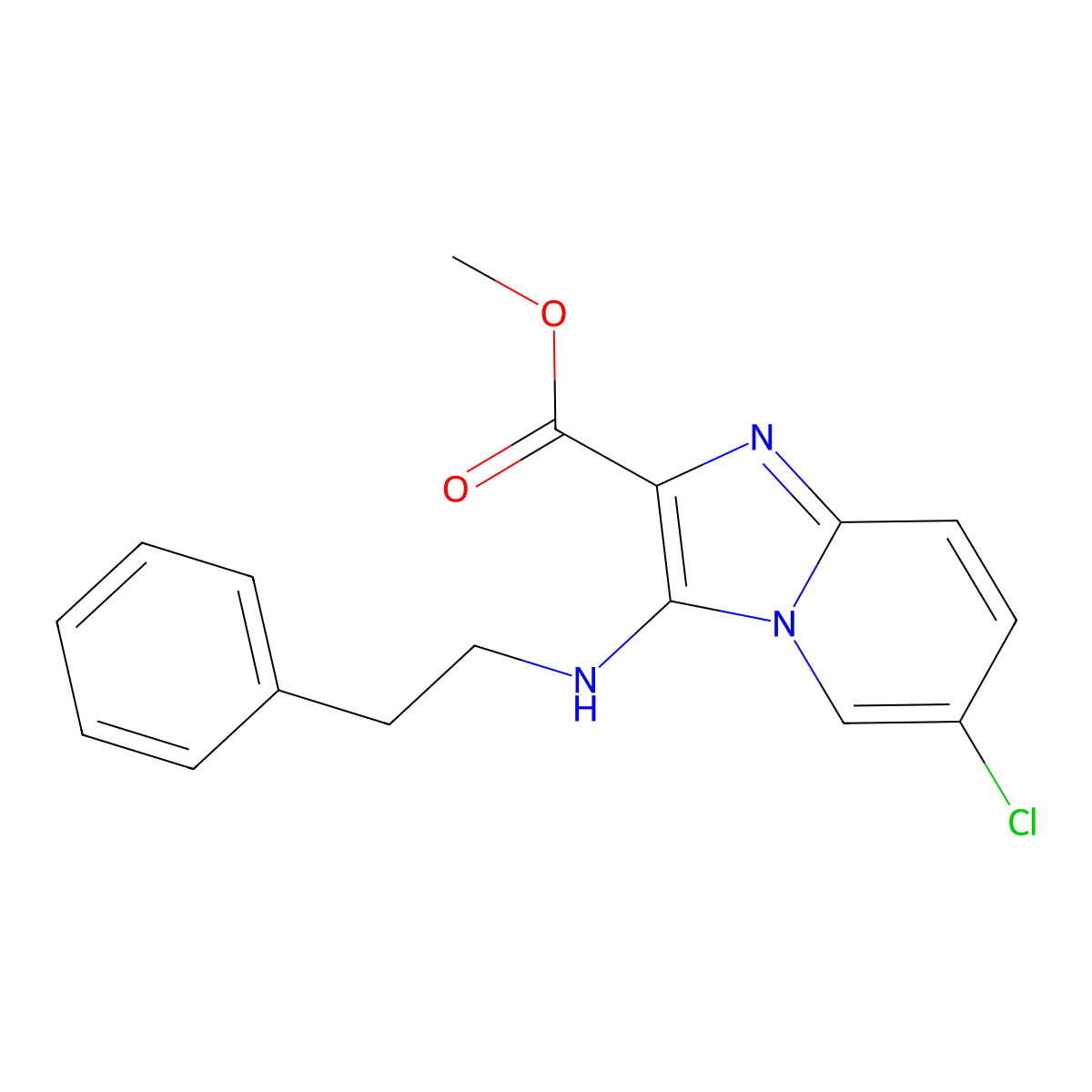 Methyl 6-chloro-3-(phenethylamino)imidazo[1,2-a]pyridine-2-carboxylate molecular structure, CAS 1224165-98-3