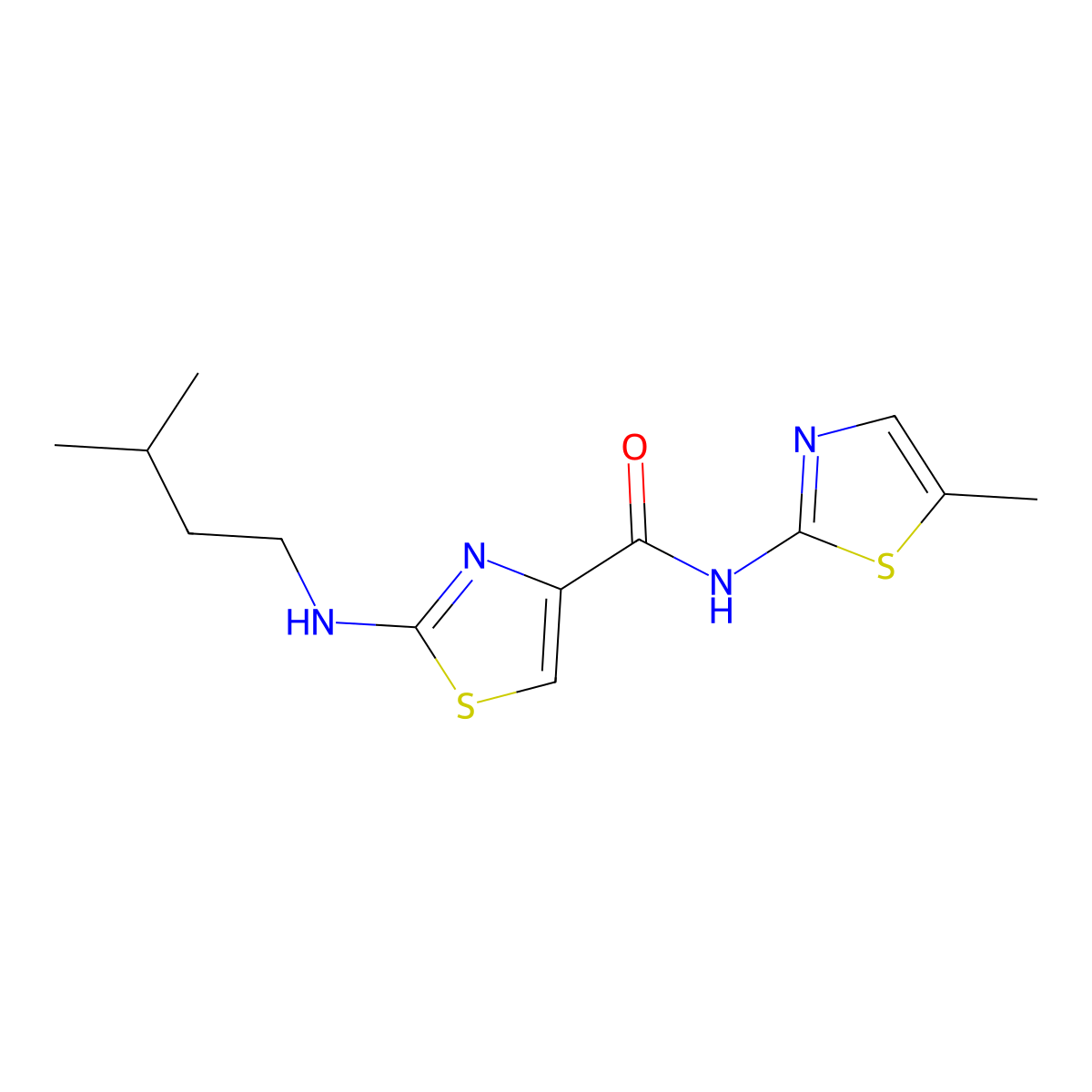 2-[(3-methylbutyl)amino]-N-(5-methyl-1,3-thiazol-2-yl)-1,3-thiazole-4-carboxamide molecular structure, CAS 1224166-05-5