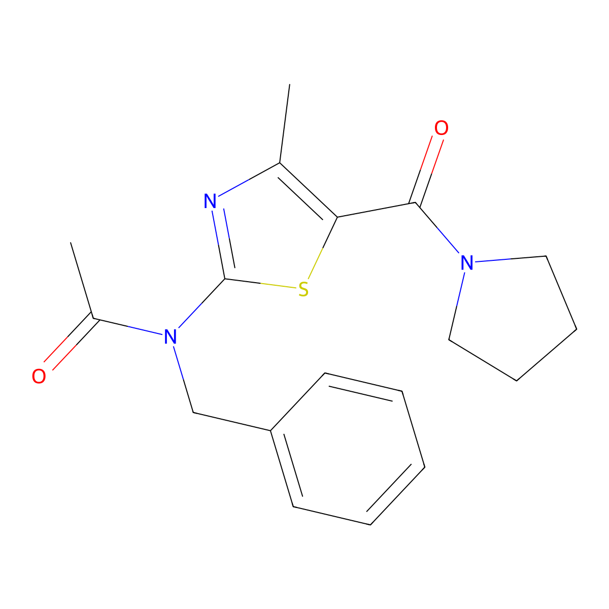 N-benzyl-N-[4-methyl-5-(1-pyrrolidinylcarbonyl)-1,3-thiazol-2-yl]acetamide molecular structure, CAS 1224166-09-9
