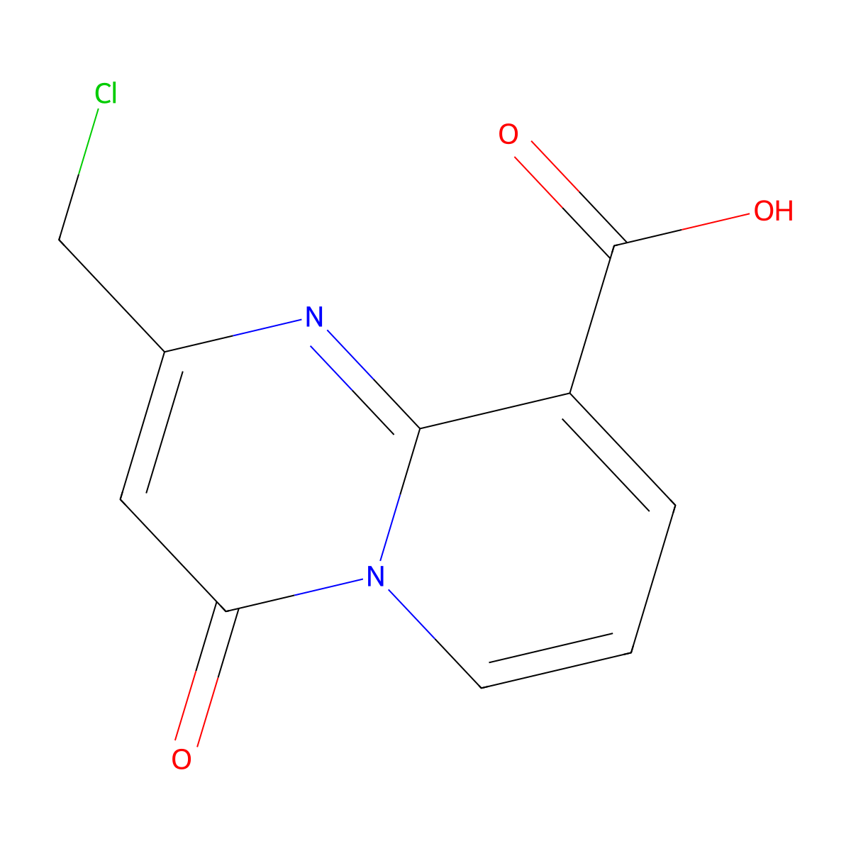 2-(chloromethyl)-4-oxo-4H-pyrido[1,2-a]pyrimidine-9-carboxylic acid molecular structure, CAS 1224166-25-9