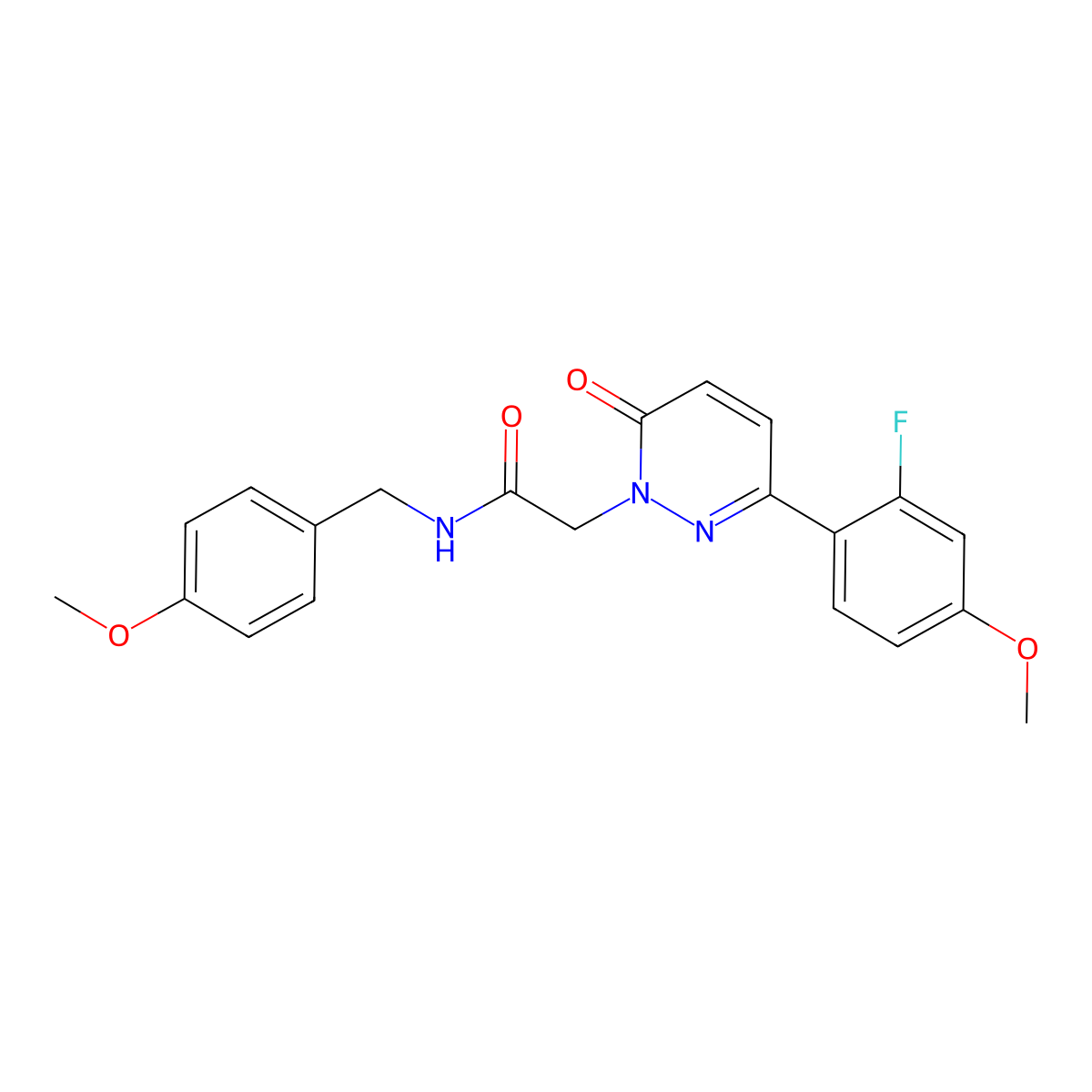 2-[3-(2-fluoro-4-methoxyphenyl)-6-oxopyridazin-1(6H)-yl]-N-(4-methoxybenzyl)acetamide molecular structure, CAS 1224166-41-9
