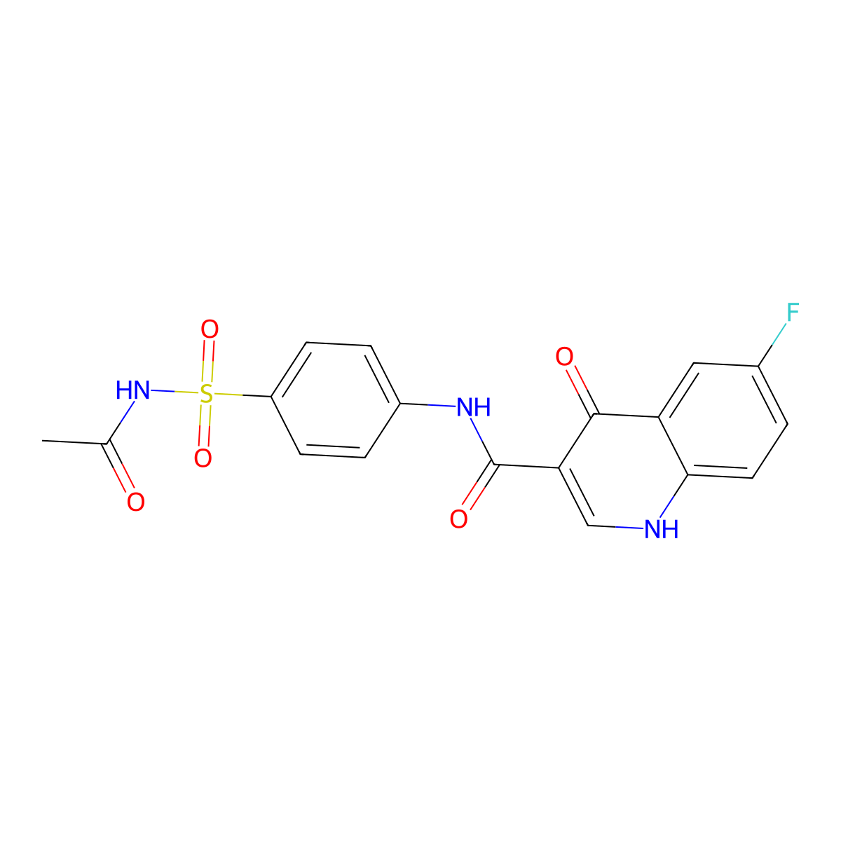 N-[4-(acetylsulfamoyl)phenyl]-6-fluoro-4-oxo-1,4-dihydroquinoline-3-carboxamide molecular structure, CAS 1224166-48-6