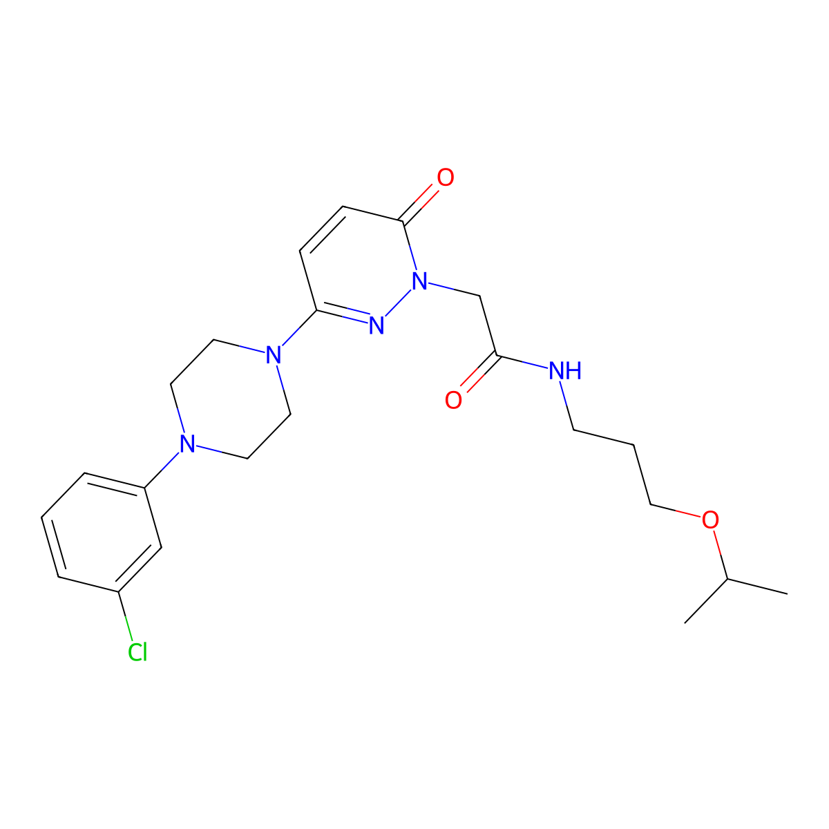 2-{3-[4-(3-chlorophenyl)piperazin-1-yl]-6-oxopyridazin-1(6H)-yl}-N-[3-(propan-2-yloxy)propyl]acetamide molecular structure, CAS 1224166-50-0