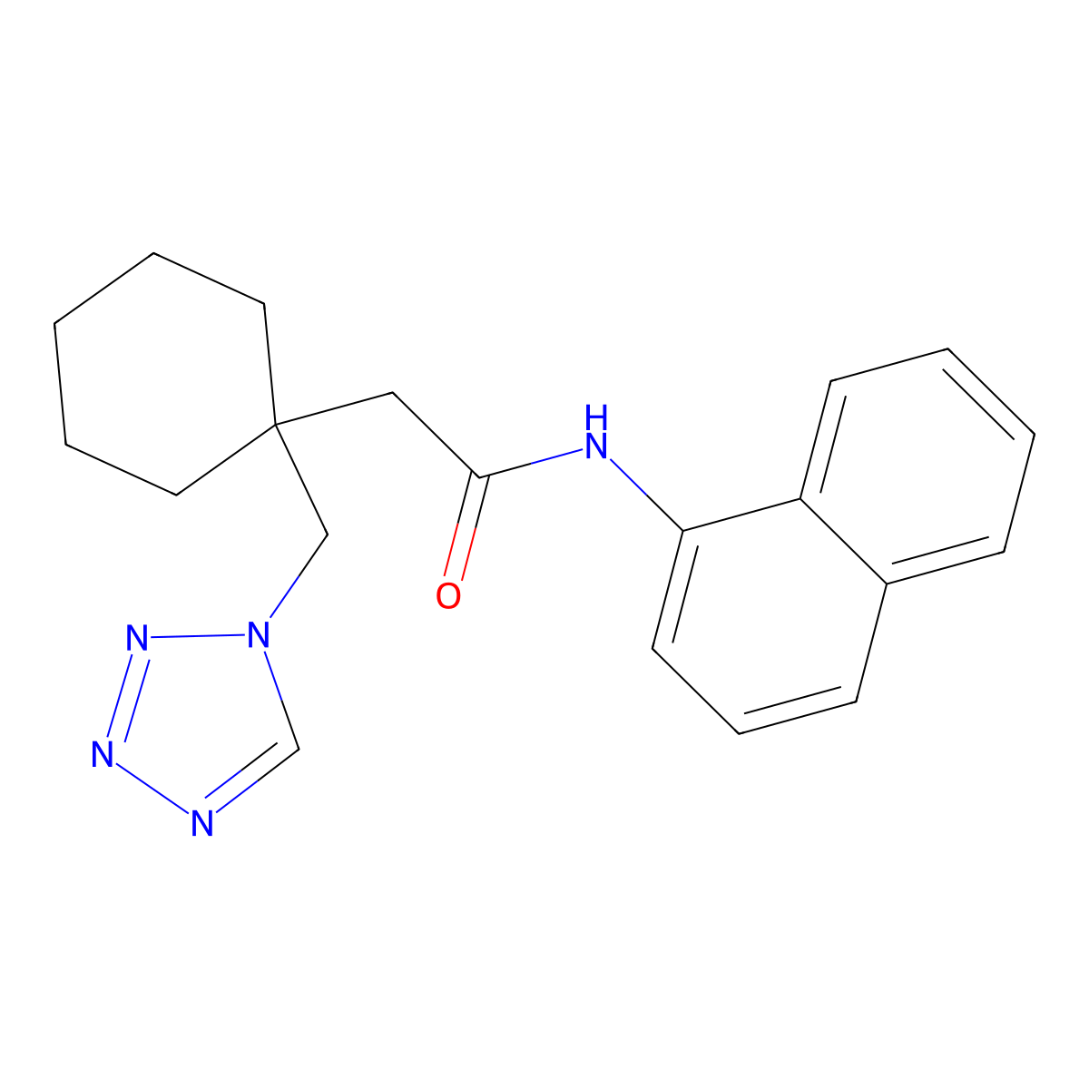 N-(naphthalen-1-yl)-2-[1-(1H-tetrazol-1-ylmethyl)cyclohexyl]acetamide molecular structure, CAS 1224166-74-8