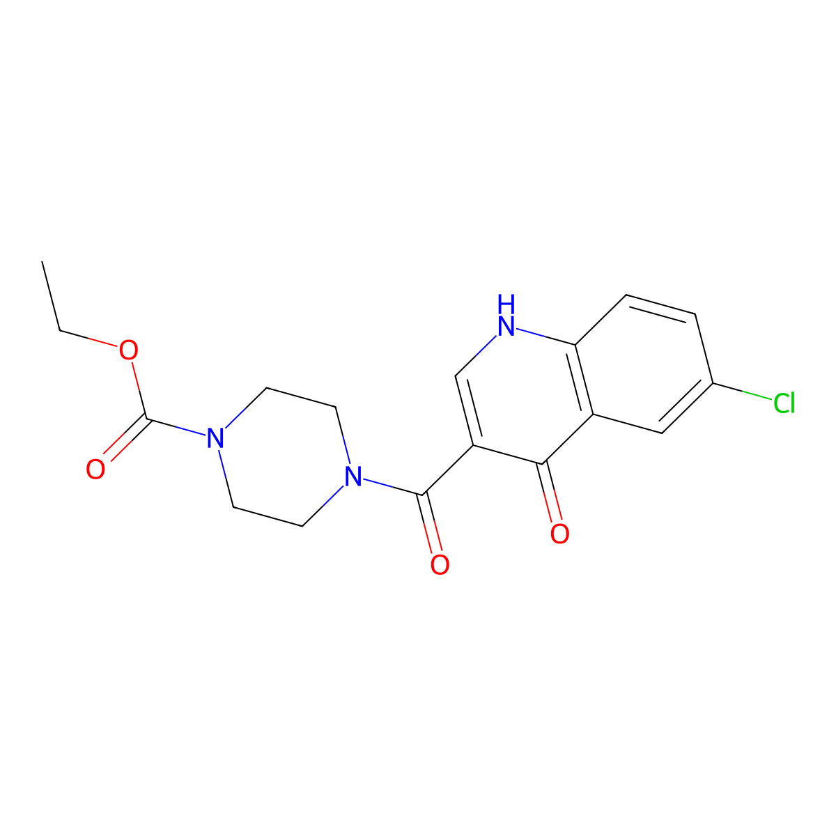 Ethyl 4-[(6-chloro-4-hydroxyquinolin-3-yl)carbonyl]piperazine-1-carboxylate molecular structure, CAS 1224167-03-6