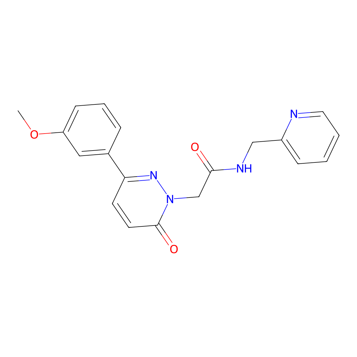 2-(3-(3-methoxyphenyl)-6-oxopyridazin-1(6H)-yl)-N-(pyridin-2-ylmethyl)acetamide molecular structure, CAS 1224167-09-2