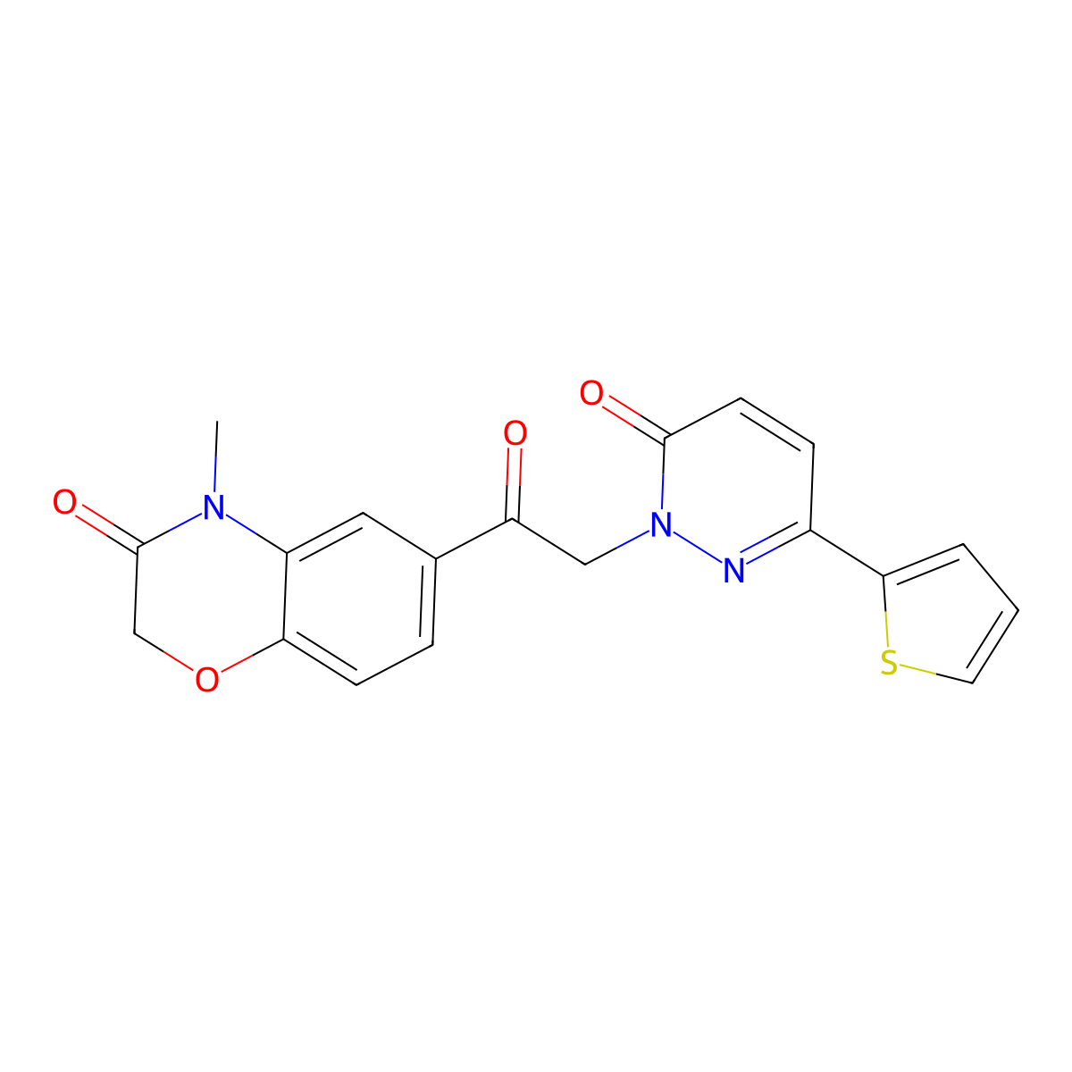 4-methyl-6-{[6-oxo-3-(thiophen-2-yl)pyridazin-1(6H)-yl]acetyl}-2H-1,4-benzoxazin-3(4H)-one molecular structure, CAS 1224167-20-7
