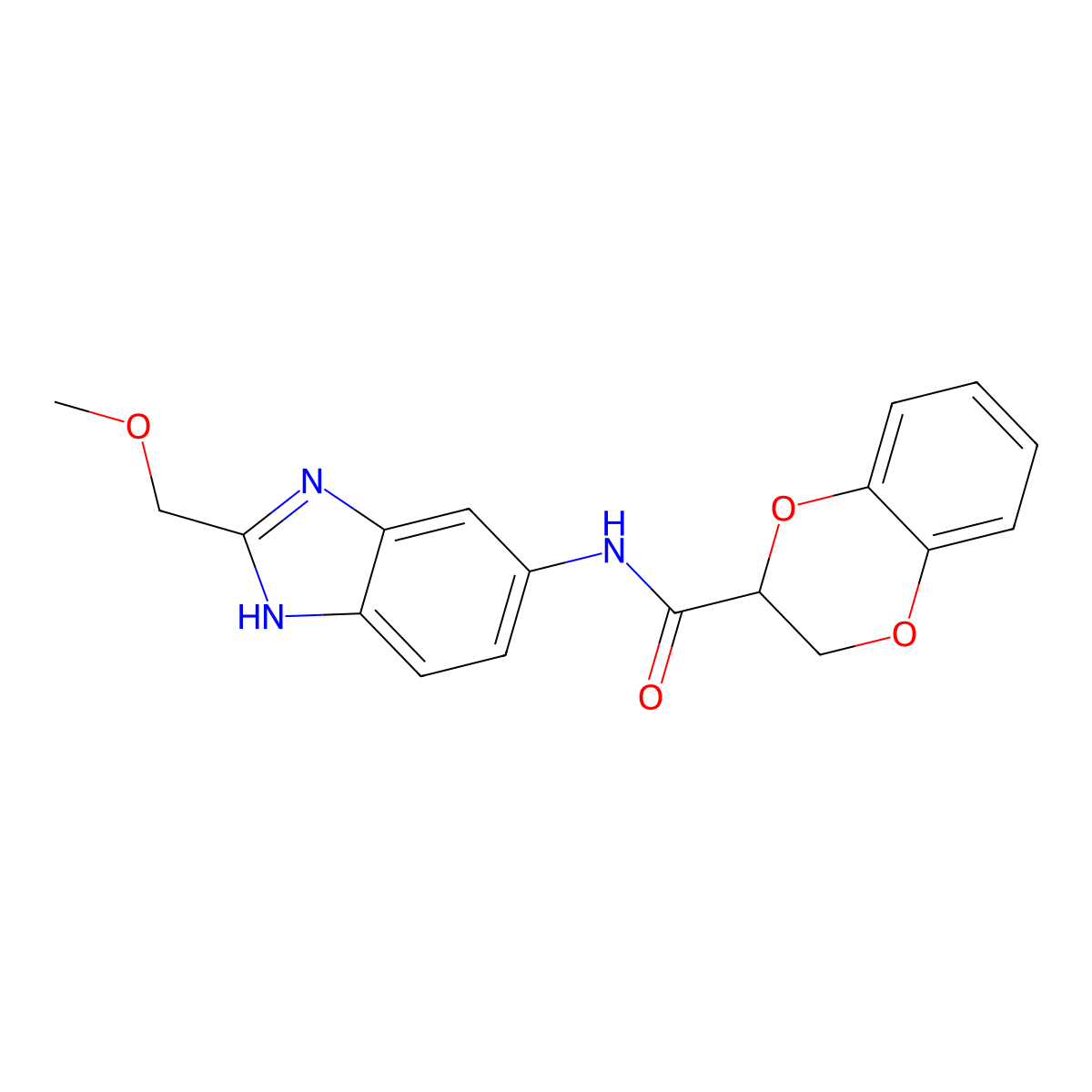 N-[2-(methoxymethyl)-1H-benzimidazol-5-yl]-2,3-dihydro-1,4-benzodioxine-2-carboxamide molecular structure, CAS 1224167-33-2