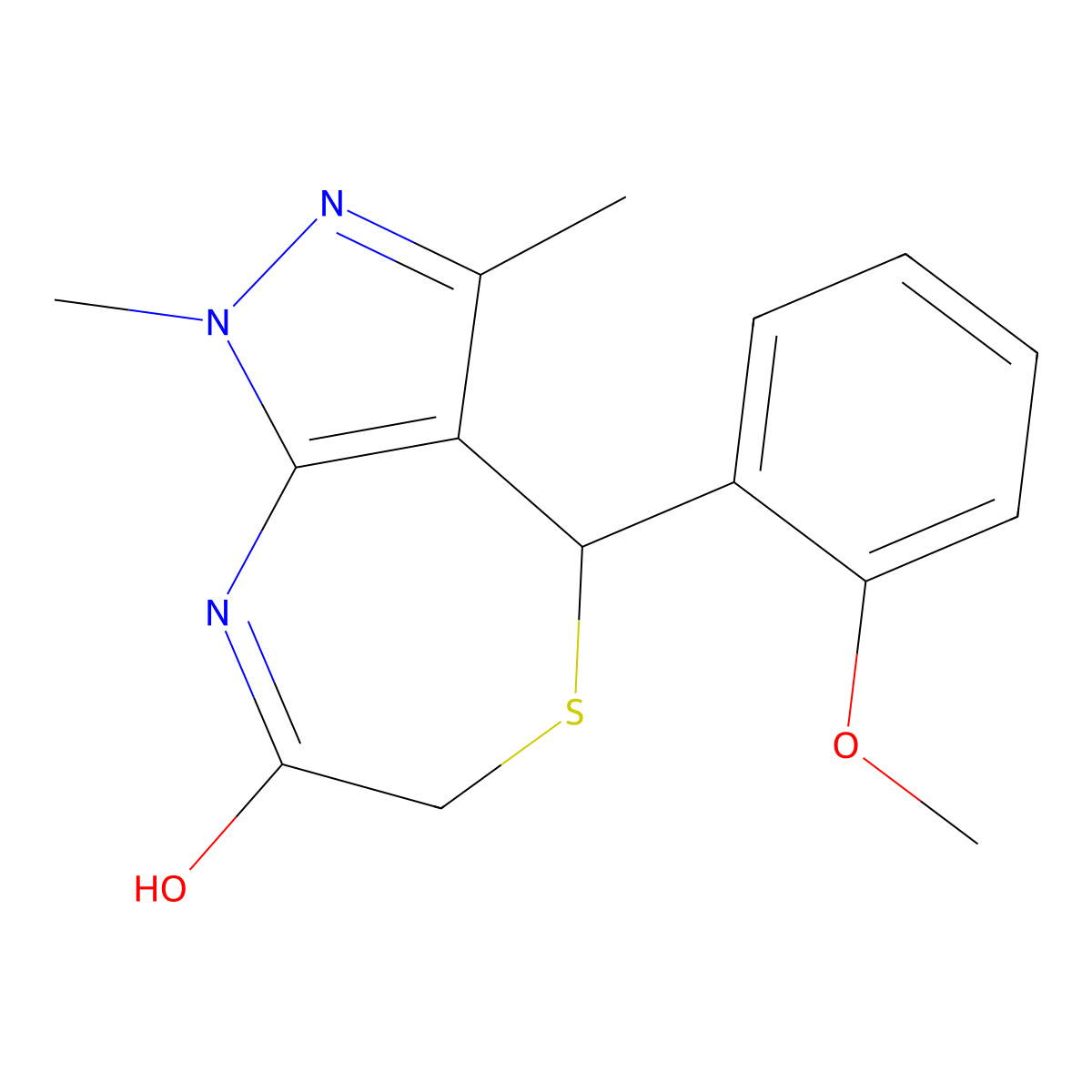 4-(2-methoxyphenyl)-1,3-dimethyl-4,6-dihydro-1H-pyrazolo[3,4-e][1,4]thiazepin-7-ol molecular structure, CAS 1224167-36-5