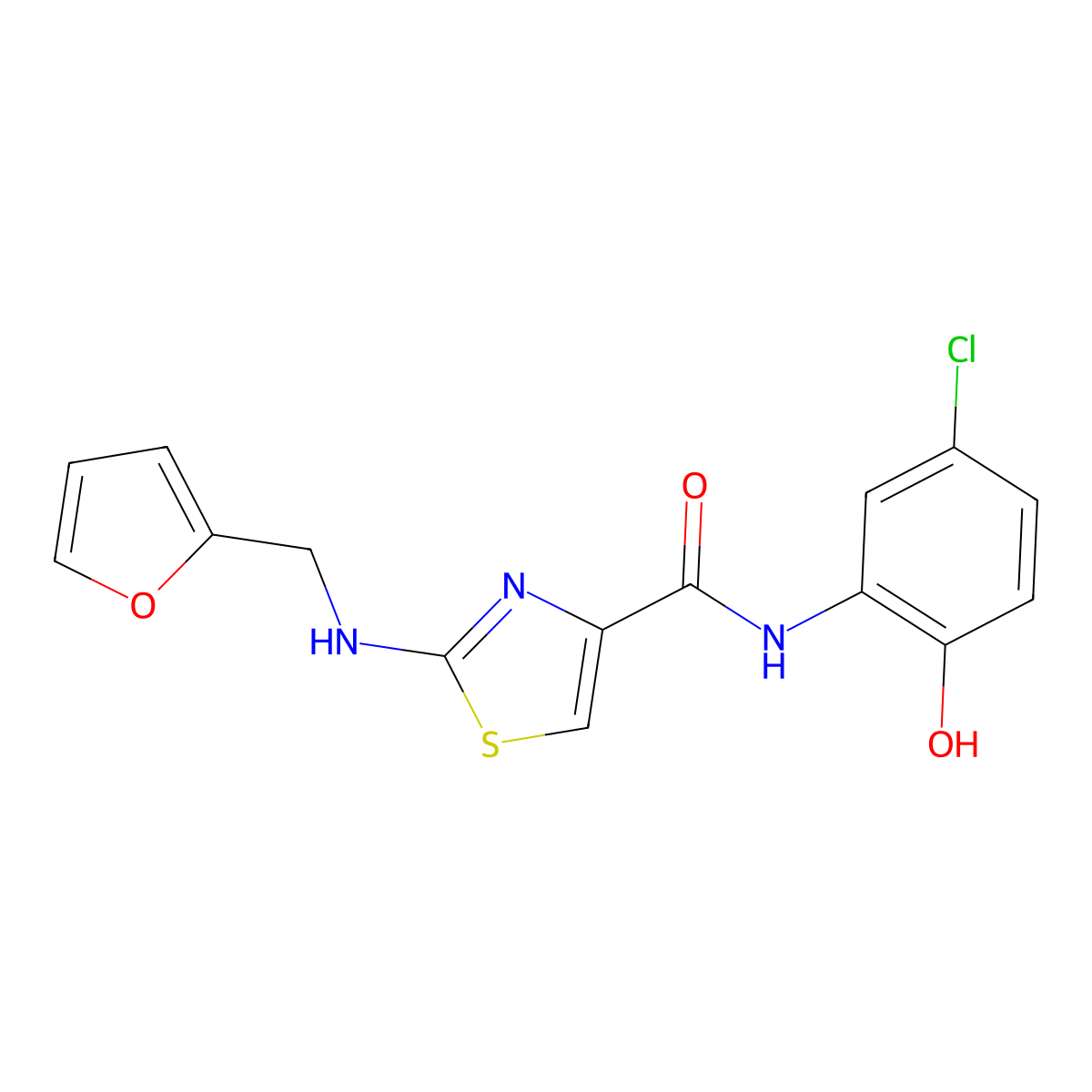N-(5-chloro-2-hydroxyphenyl)-2-[(furan-2-ylmethyl)amino]-1,3-thiazole-4-carboxamide molecular structure, CAS 1224167-55-8