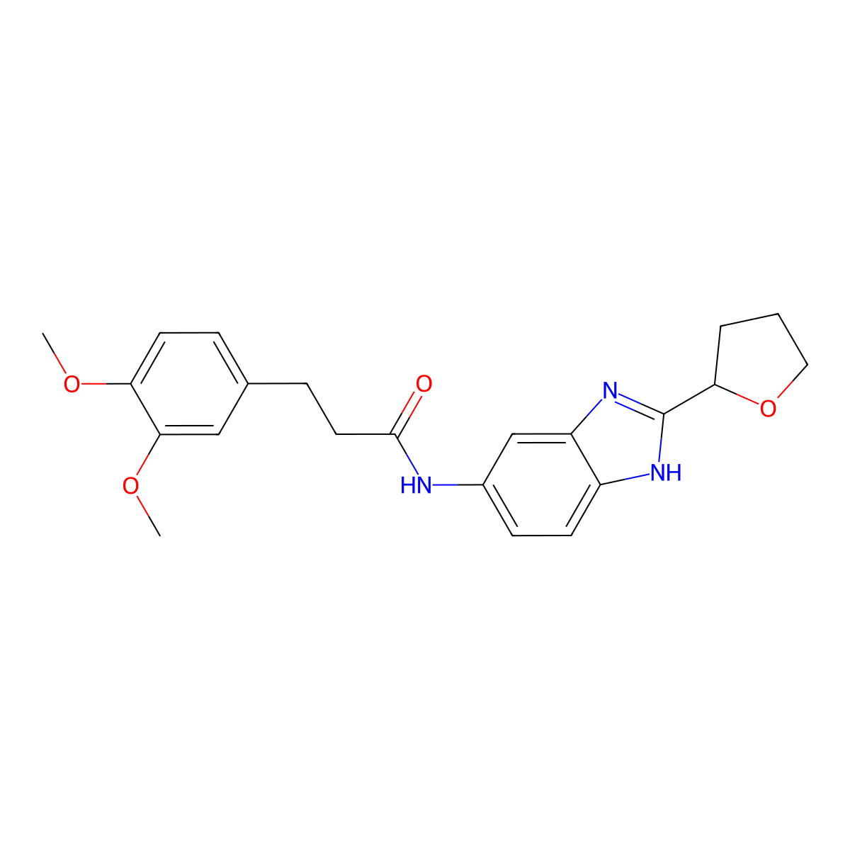 3-(3,4-dimethoxyphenyl)-N-[2-(tetrahydrofuran-2-yl)-1H-benzimidazol-5-yl]propanamide molecular structure, CAS 1224167-81-0