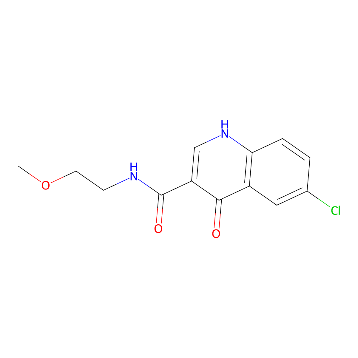 6-chloro-4-hydroxy-N-(2-methoxyethyl)quinoline-3-carboxamide molecular structure, CAS 1224167-89-8