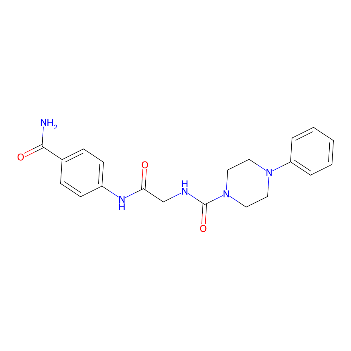 N-(2-((4-carbamoylphenyl)amino)-2-oxoethyl)-4-phenylpiperazine-1-carboxamide molecular structure, CAS 1224167-96-7