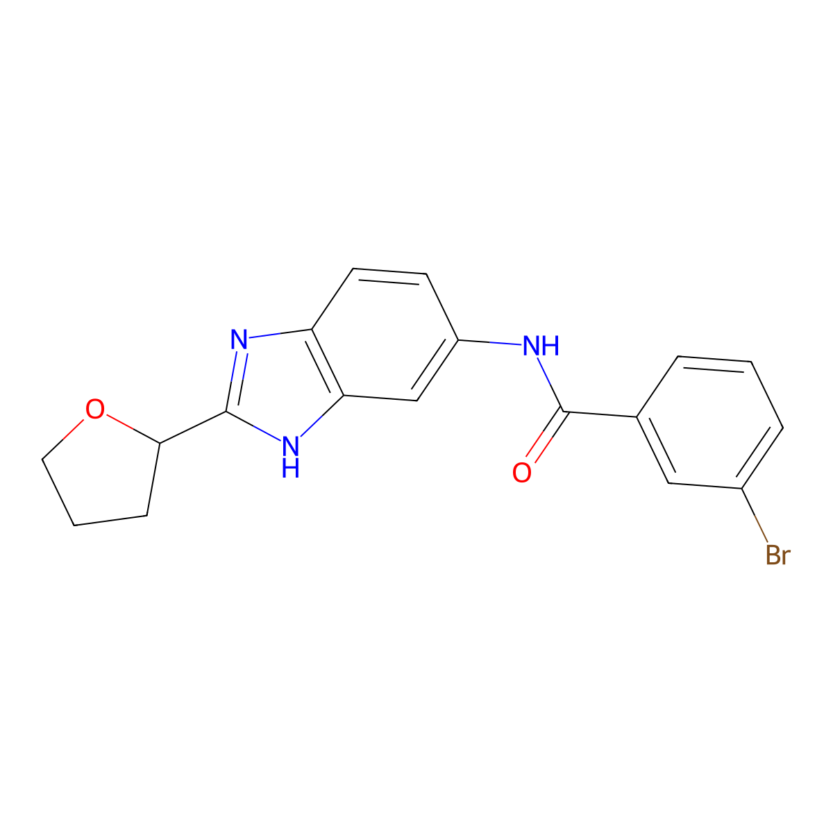 3-bromo-N-[2-(tetrahydrofuran-2-yl)-1H-benzimidazol-5-yl]benzamide molecular structure, CAS 1224168-01-7