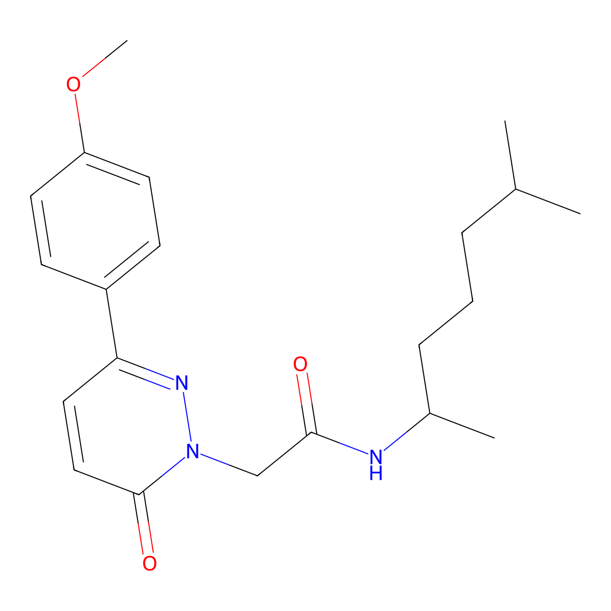 2-(3-(4-methoxyphenyl)-6-oxopyridazin-1(6H)-yl)-N-(6-methylheptan-2-yl)acetamide molecular structure, CAS 1224168-03-9