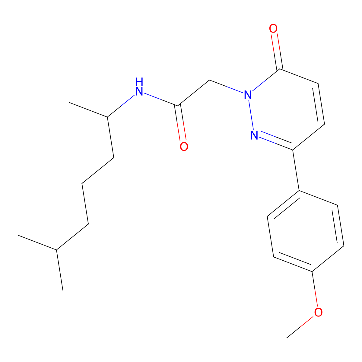 2-(3-(4-methoxyphenyl)-6-oxopyridazin-1(6H)-yl)-N-(6-methylheptan-2-yl)acetamide molecular structure, CAS 1224168-03-9