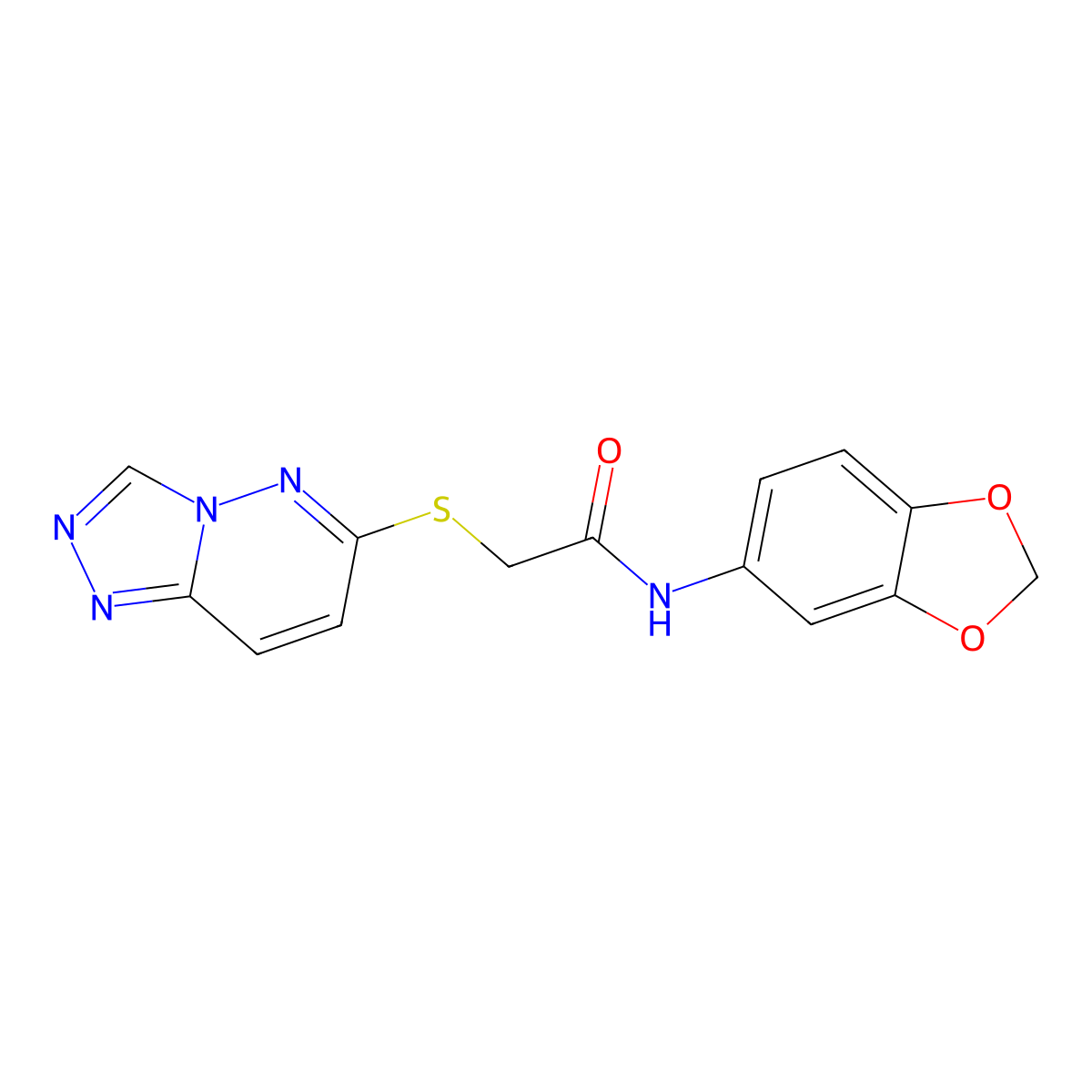 N-(1,3-benzodioxol-5-yl)-2-([1,2,4]triazolo[4,3-b]pyridazin-6-ylsulfanyl)acetamide molecular structure, CAS 1224168-34-6
