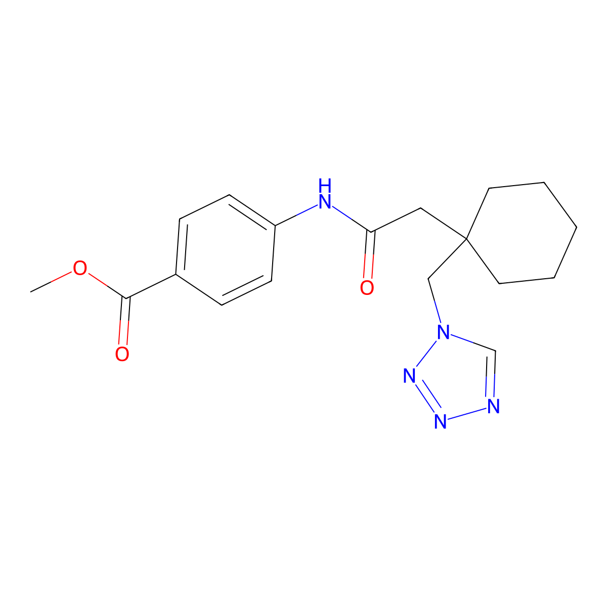 methyl 4-({[1-(1H-tetrazol-1-ylmethyl)cyclohexyl]acetyl}amino)benzoate molecular structure, CAS 1224168-45-9