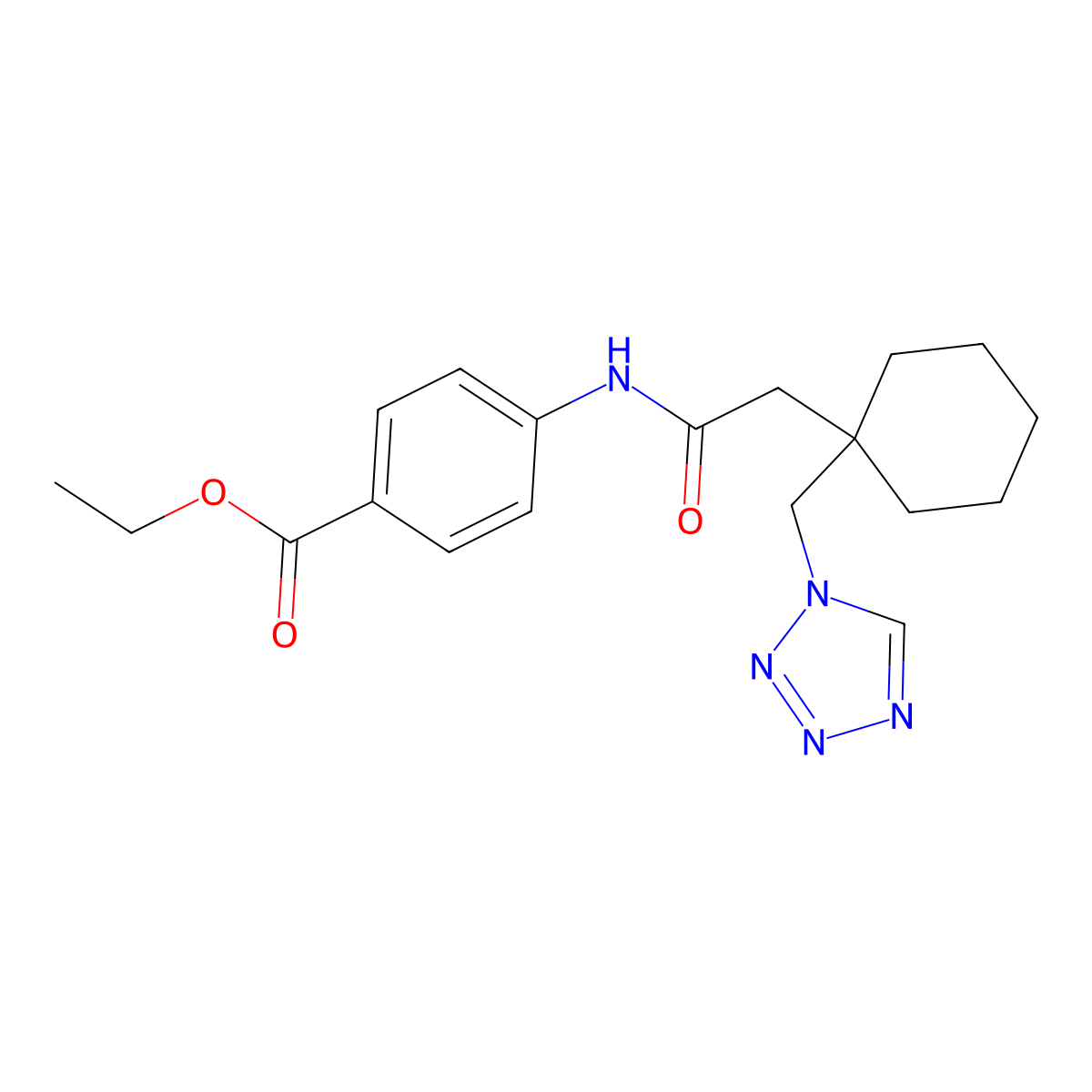 ethyl 4-({[1-(1H-tetrazol-1-ylmethyl)cyclohexyl]acetyl}amino)benzoate molecular structure, CAS 1224168-68-6