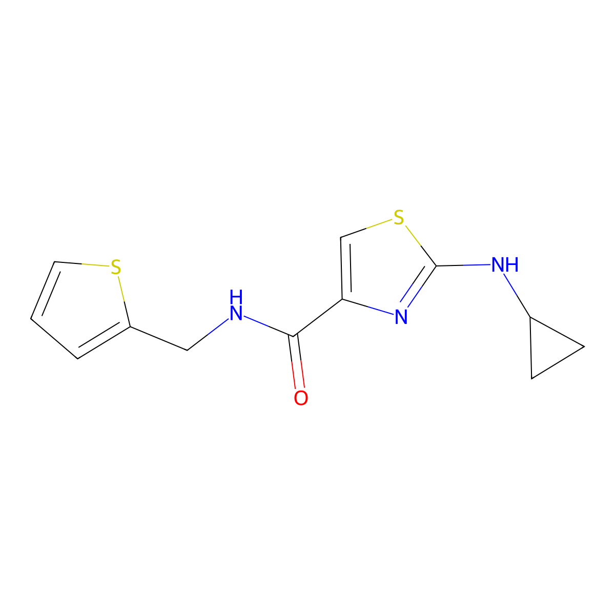 2-(cyclopropylamino)-N-(2-thienylmethyl)-1,3-thiazole-4-carboxamide molecular structure, CAS 1224168-93-7