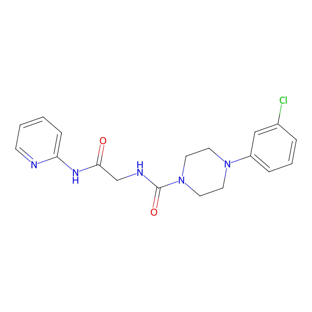4-(3-chlorophenyl)-N-[2-oxo-2-(pyridin-2-ylamino)ethyl]piperazine-1-carboxamide molecular structure, CAS 1224168-96-0
