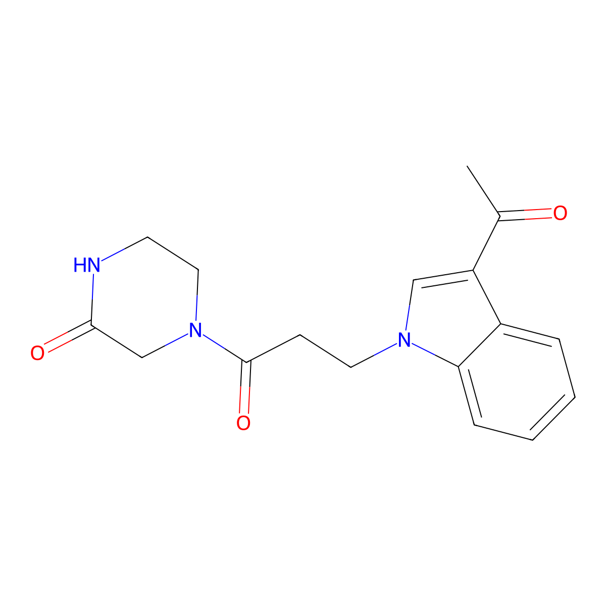 4-[3-(3-acetyl-1H-indol-1-yl)propanoyl]piperazin-2-one molecular structure, CAS 1224169-16-7
