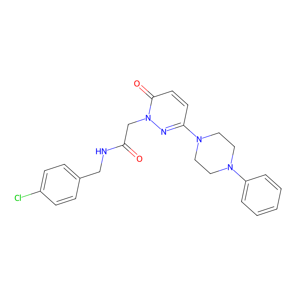 N-(4-chlorobenzyl)-2-[6-oxo-3-(4-phenylpiperazin-1-yl)pyridazin-1(6H)-yl]acetamide molecular structure, CAS 1224169-27-0
