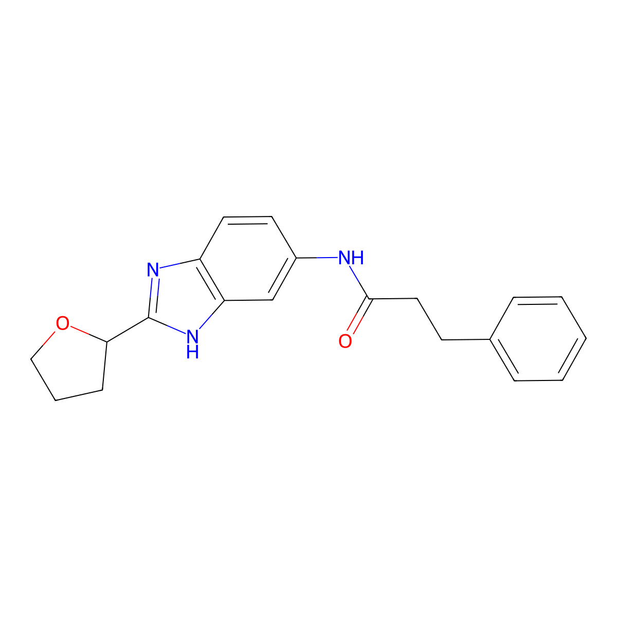 3-phenyl-N-[2-(tetrahydrofuran-2-yl)-1H-benzimidazol-5-yl]propanamide molecular structure, CAS 1224169-36-1