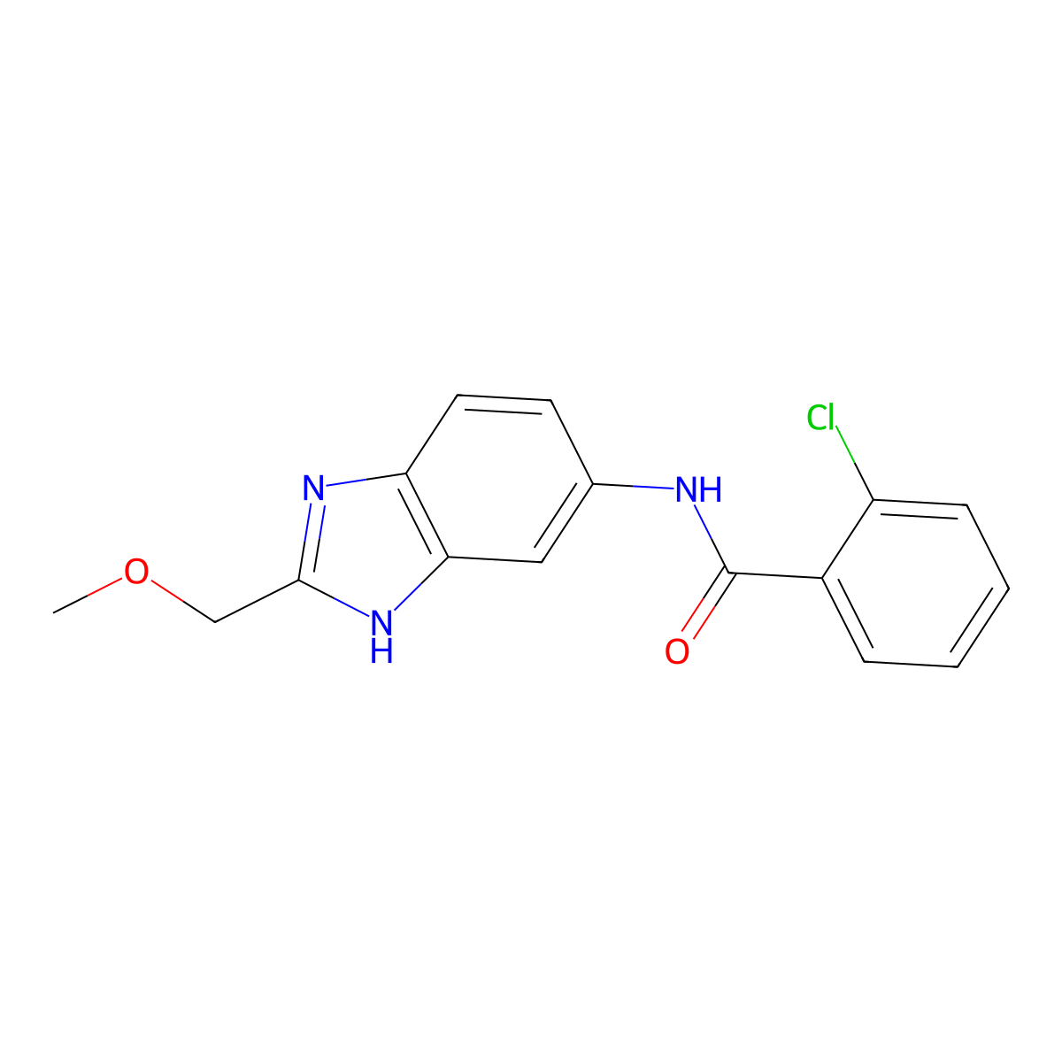 2-chloro-N-[2-(methoxymethyl)-1H-benzimidazol-5-yl]benzamide molecular structure, CAS 1224169-43-0