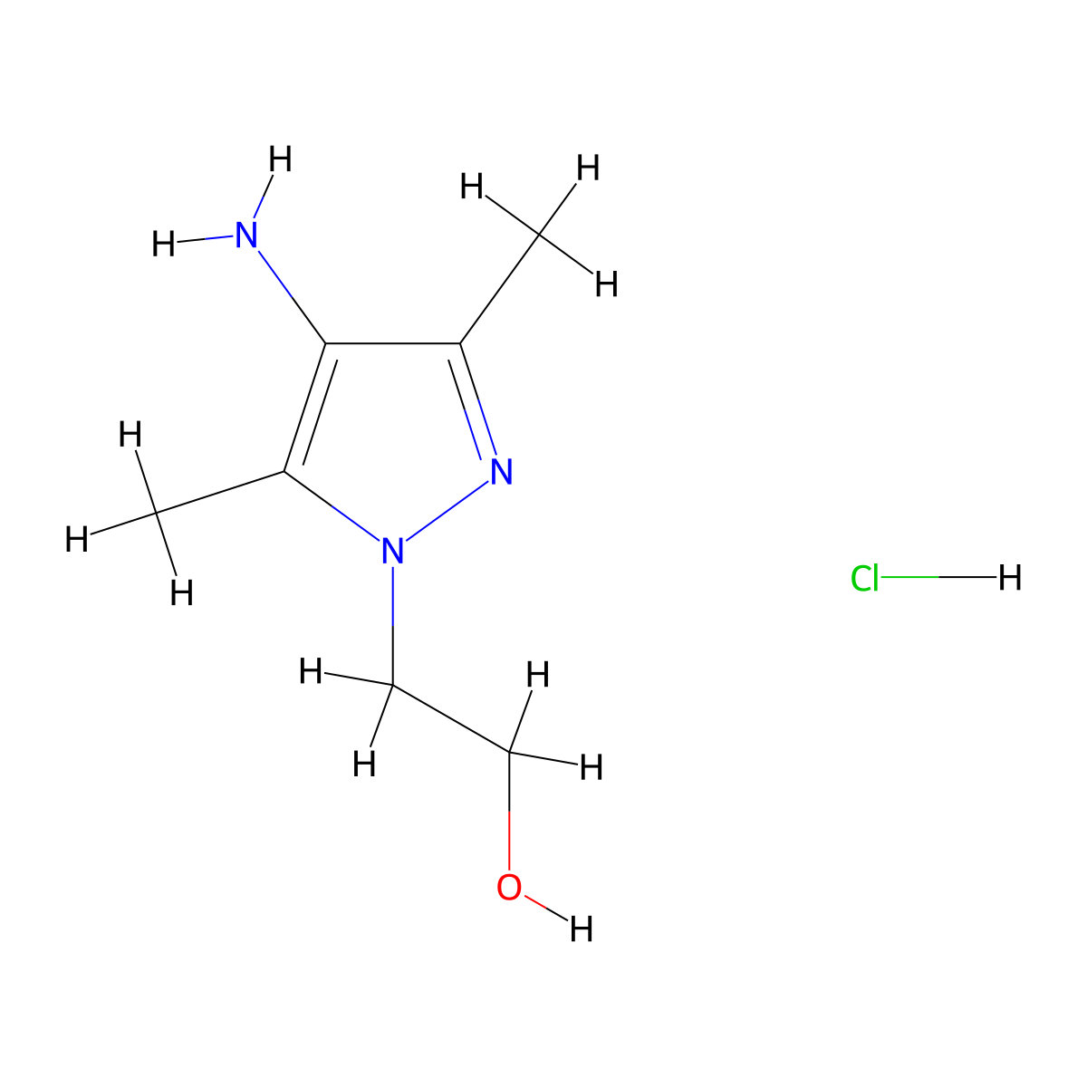 2-(4-Amino-3,5-dimethyl-1H-pyrazol-1-YL)ethanol hydrochloride molecular structure, CAS 1224169-47-4