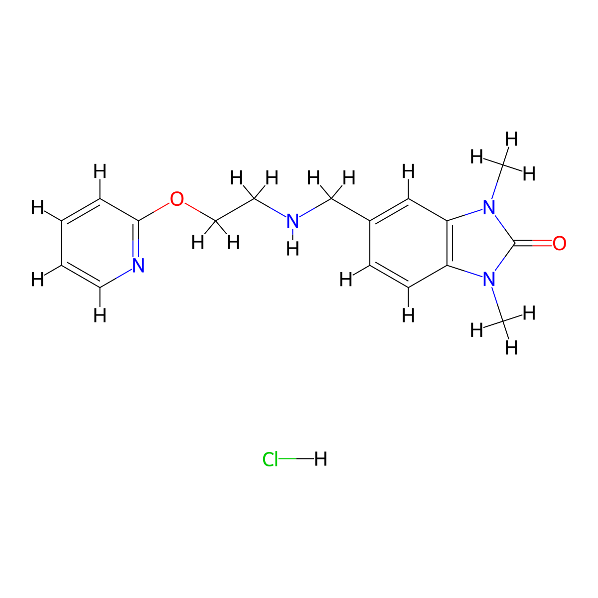 1,3-dimethyl-5-({[2-(pyridin-2-yloxy)ethyl]amino}methyl)-1,3-dihydro-2H-benzimidazol-2-one hydrochloride molecular structure, CAS 1224169-48-5
