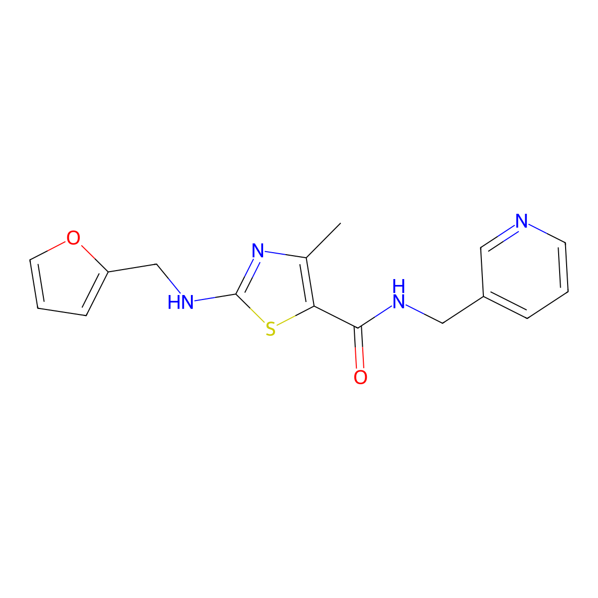 2-[(furan-2-ylmethyl)amino]-4-methyl-N-(pyridin-3-ylmethyl)-1,3-thiazole-5-carboxamide molecular structure, CAS 1224169-53-2