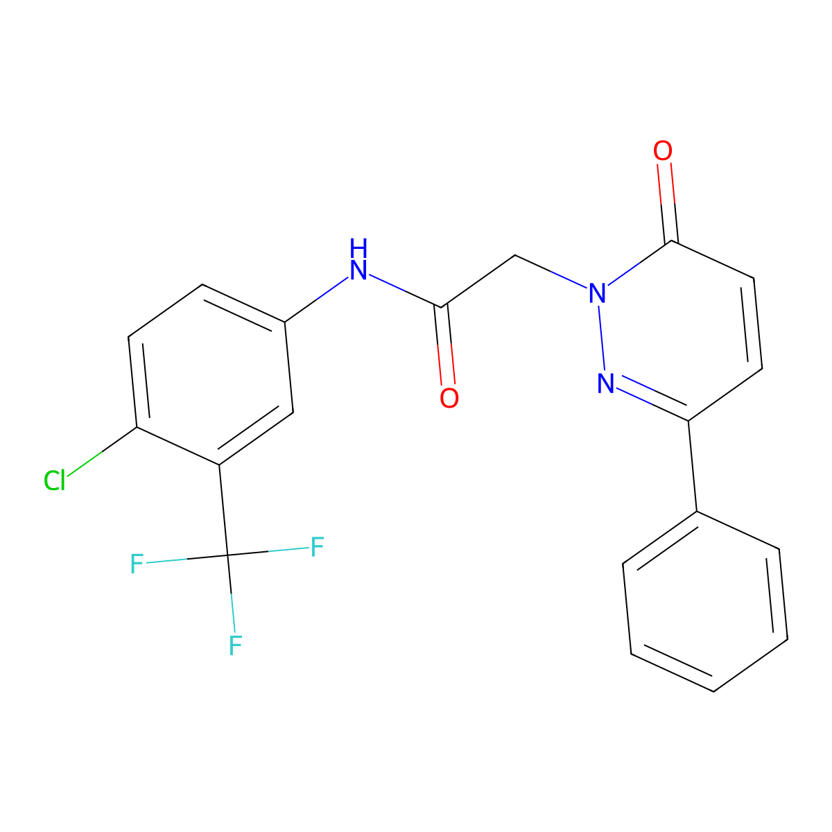 N-(4-chloro-3-(trifluoromethyl)phenyl)-2-(6-oxo-3-phenylpyridazin-1(6H)-yl)acetamide molecular structure, CAS 1224169-70-3