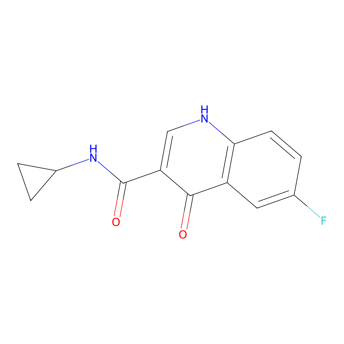 N-cyclopropyl-6-fluoro-4-hydroxyquinoline-3-carboxamide molecular structure, CAS 1224169-81-6