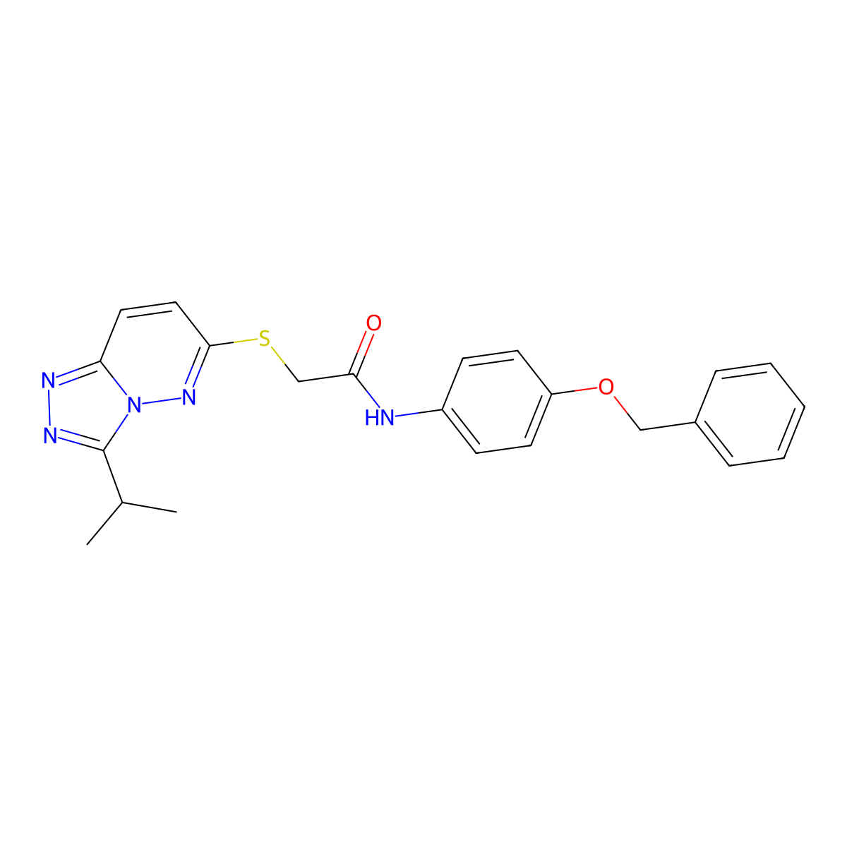 N-[4-(benzyloxy)phenyl]-2-{[3-(propan-2-yl)[1,2,4]triazolo[4,3-b]pyridazin-6-yl]sulfanyl}acetamide molecular structure, CAS 1224169-98-5