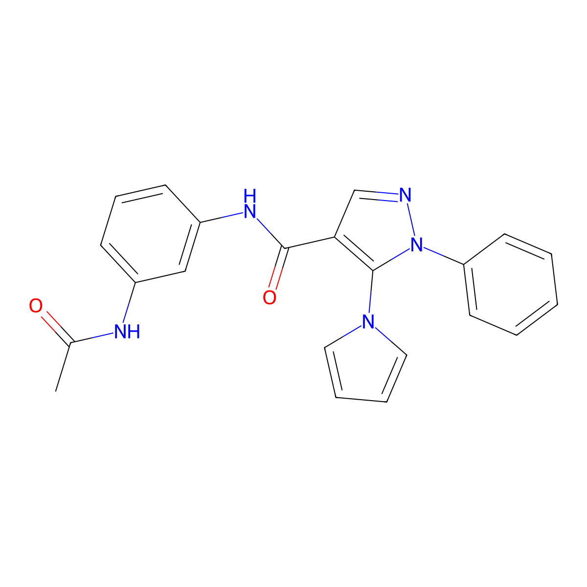 N-[3-(acetylamino)phenyl]-1-phenyl-5-(1H-pyrrol-1-yl)-1H-pyrazole-4-carboxamide molecular structure, CAS 1224169-99-6