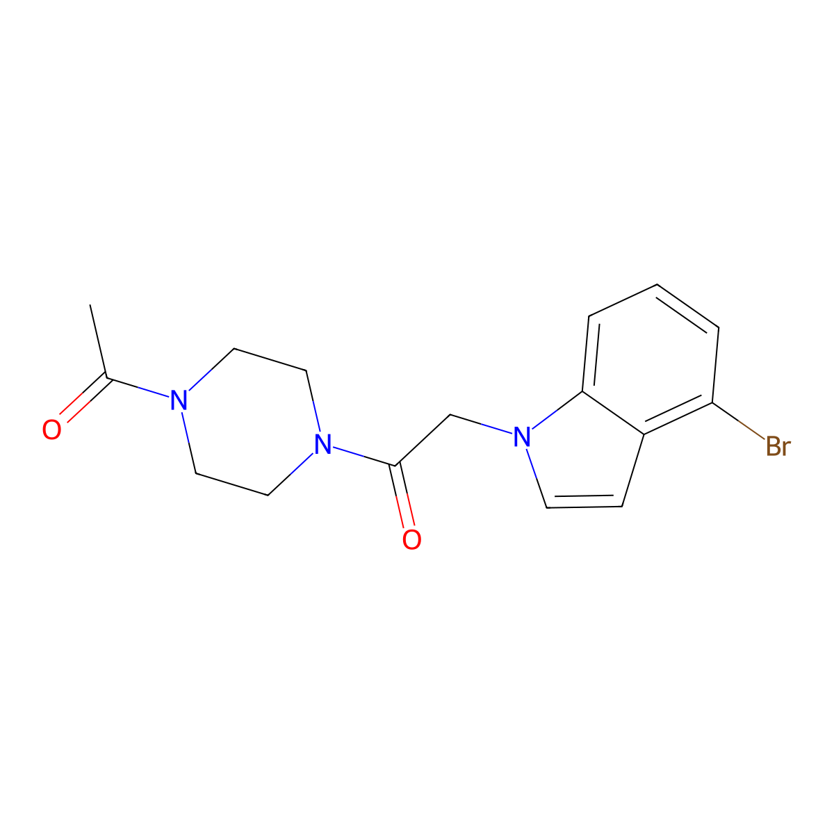 1-(4-acetylpiperazin-1-yl)-2-(4-bromo-1H-indol-1-yl)ethanone molecular structure, CAS 1224170-03-9