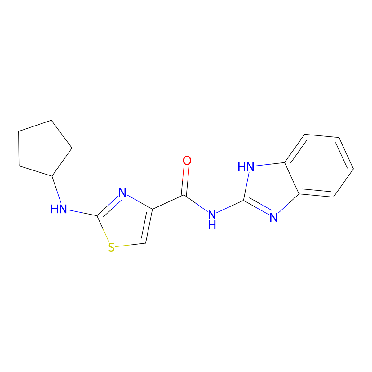 N-(1H-benzimidazol-2-yl)-2-(cyclopentylamino)-1,3-thiazole-4-carboxamide molecular structure, CAS 1224170-18-6