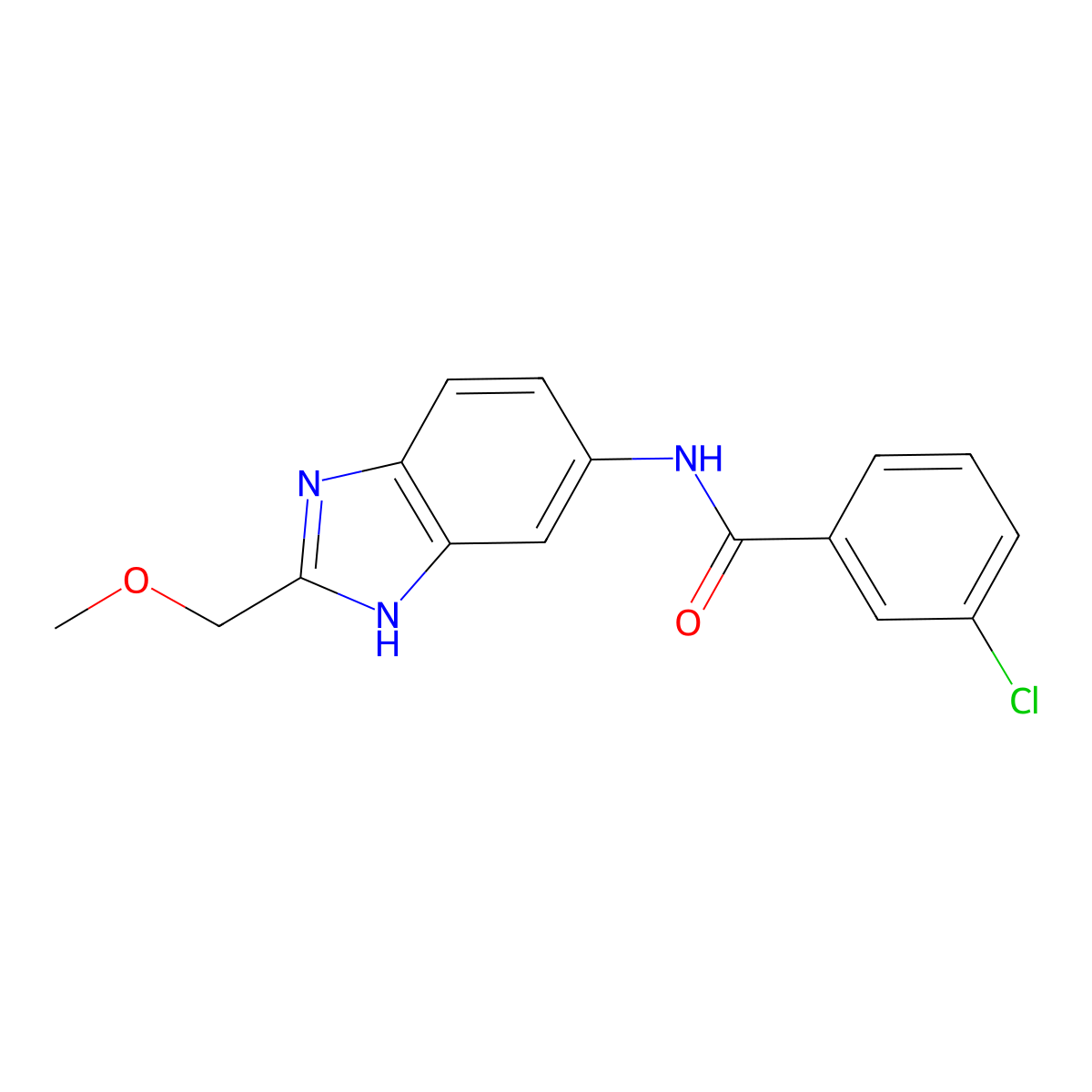 3-chloro-N-[2-(methoxymethyl)-1H-benzimidazol-5-yl]benzamide molecular structure, CAS 1224170-21-1